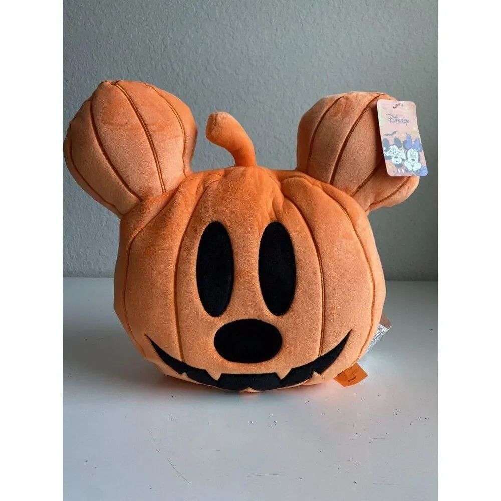 Disney Mickey Mouse Halloween Jack O Lantern Pumpkin Plush Pillow‎ NEW